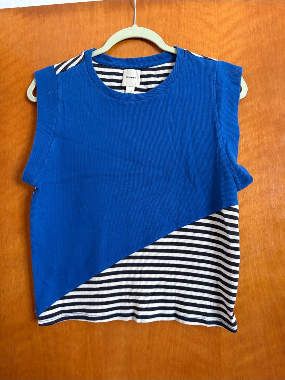 Maeve Royal Blue and Navy Striped Diagonal Tank